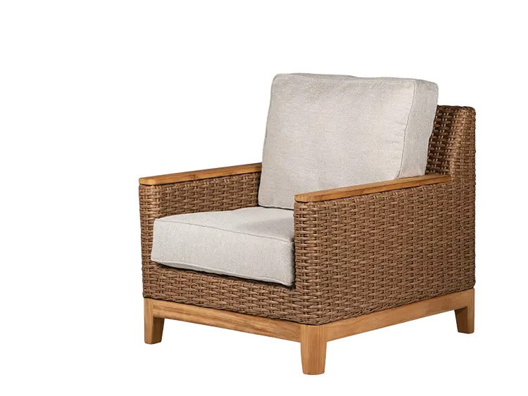 Boca Chair - Honey Wicker / Light Grey Cushion