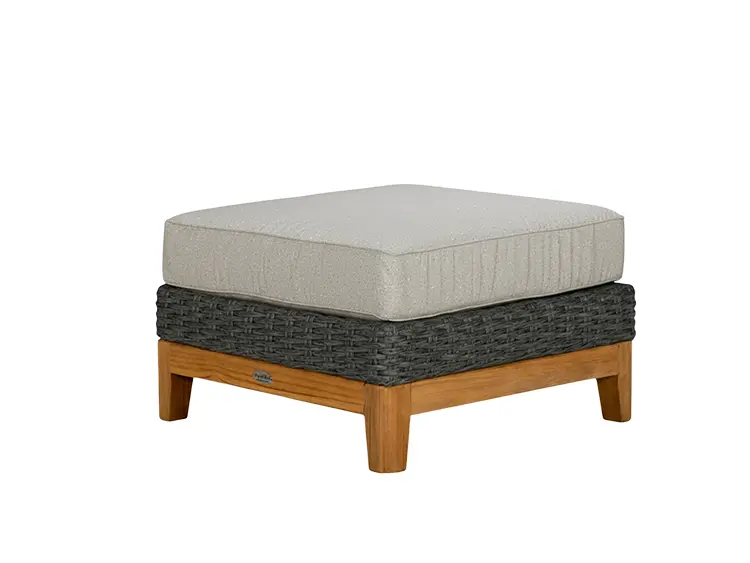Boca Ottoman - Grey Wicker / Light Grey Cushion