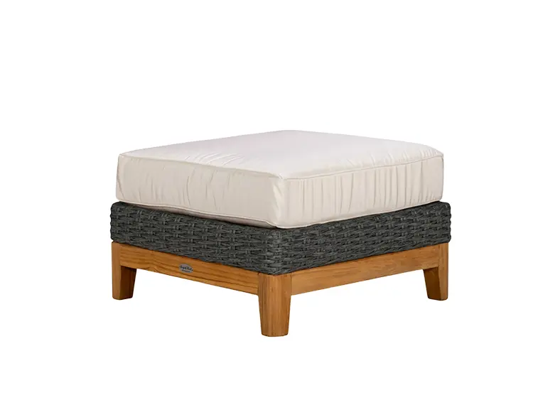 Boca Ottoman - Grey Wicker / White Cushion