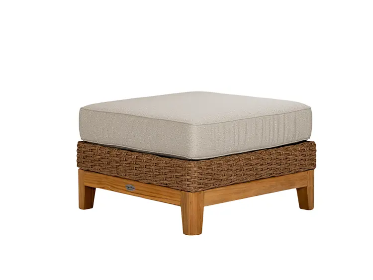 Boca Ottoman - Honey Wicker / Light Grey Cushion